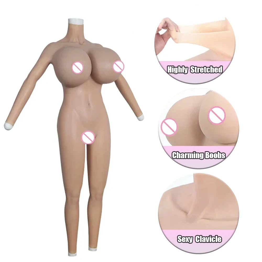 Sexy S Cup Silicone Whole Bodysuit Fake Boobs With Arms Crossdresser Male To Female Costumes Transgender Cosplay Artificial Tits