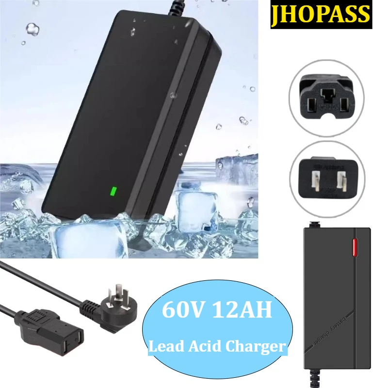 الذكية 60 فولت 12AH LED شاحن بطارية الرصاص الحمضية للدراجات النارية E-الدراجة سكوتر AC110V إلى 220 فولت DC60V إلى 74 فولت الاتحاد الأوروبي الاتحاد الأفريقي الولايات المتحدة المملكة المتحدة قابس مهايئ