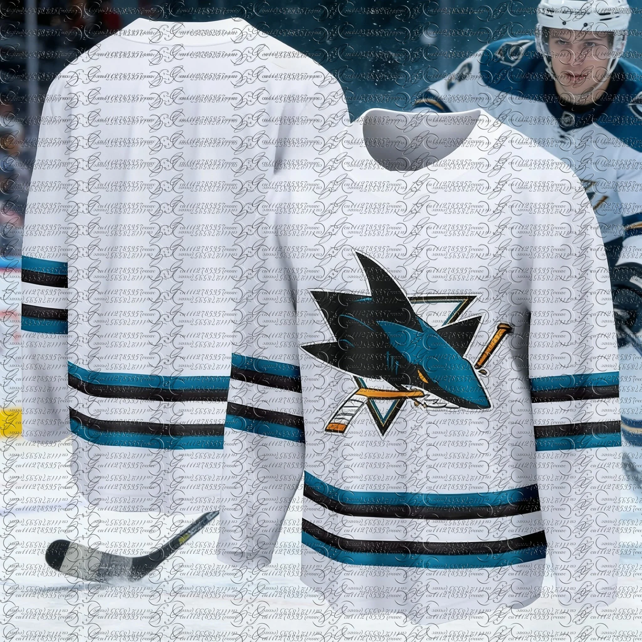 

2026 Men's Ice Hockey Sport Shirt 3D Shark Print Quick-Dry Breathable White Long-Sleeve Top for Kids Best-Selling Sportswear