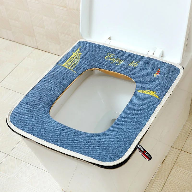 43x37cm, Square Toilet Seat, Zippered,Toilet Cover Plush Seat Cover Models Waterproof Universal Model Toilet Ring Zipper