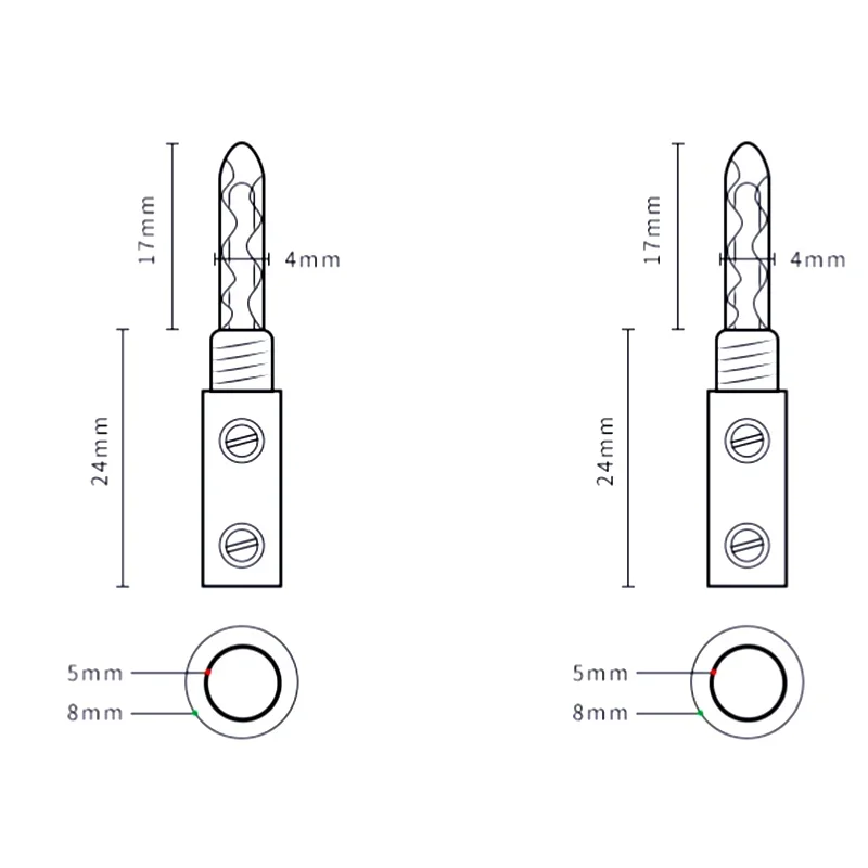 8 szt. rodowany wtyk bananowy złącze kabla głośnikowego adapter audio HiFi 5mm