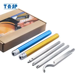 TASP Woodturning Tool Set Carbide Inserts Cutter 6 in 1 Wood Turning Tools Swan Neck Aluminum Handle for Woodworking Lathe