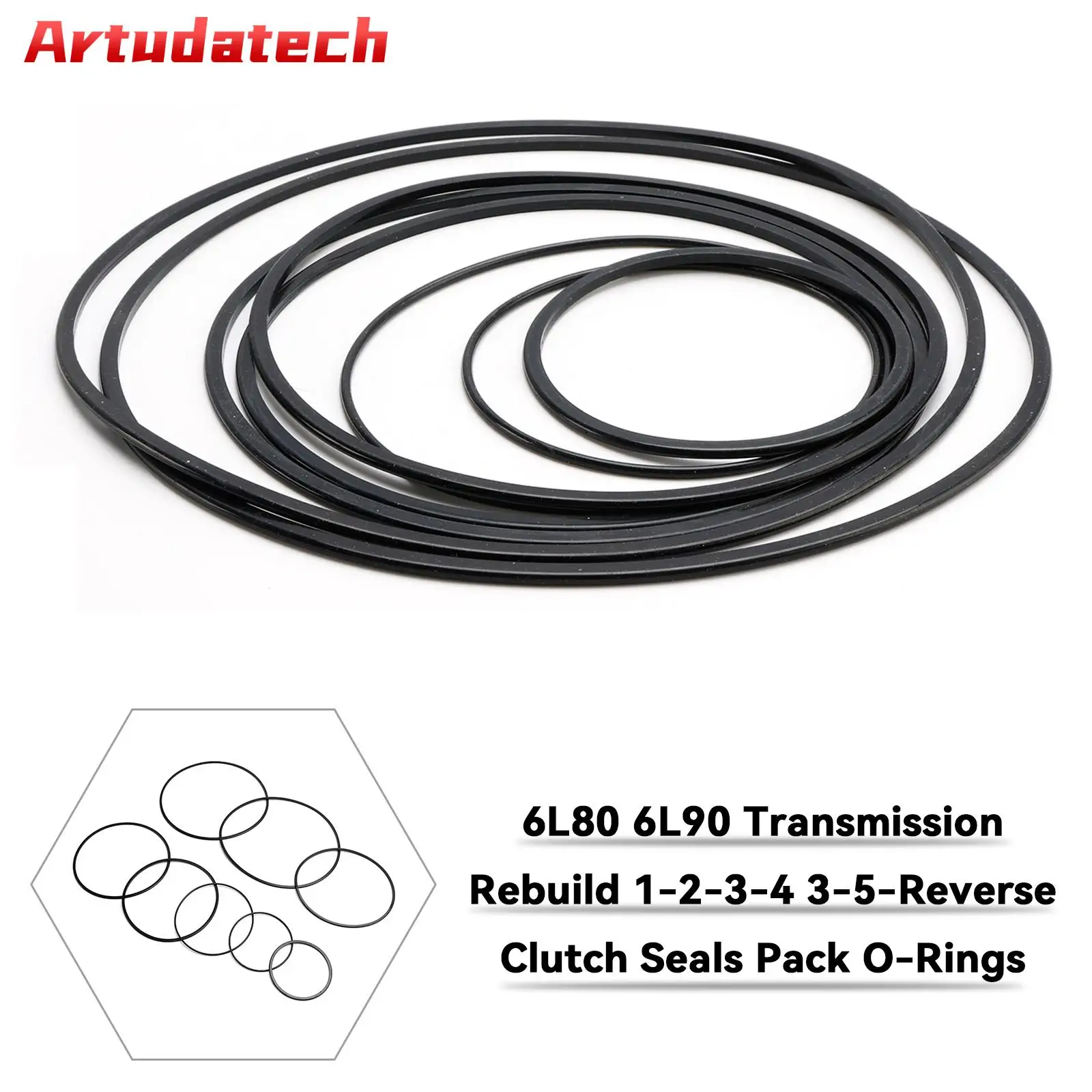 Artudatech 6L80 6L90 Transmissi​on Rebuild 1-2-3-4 3-5-Reverse Clutch Seals Pack O-Rings