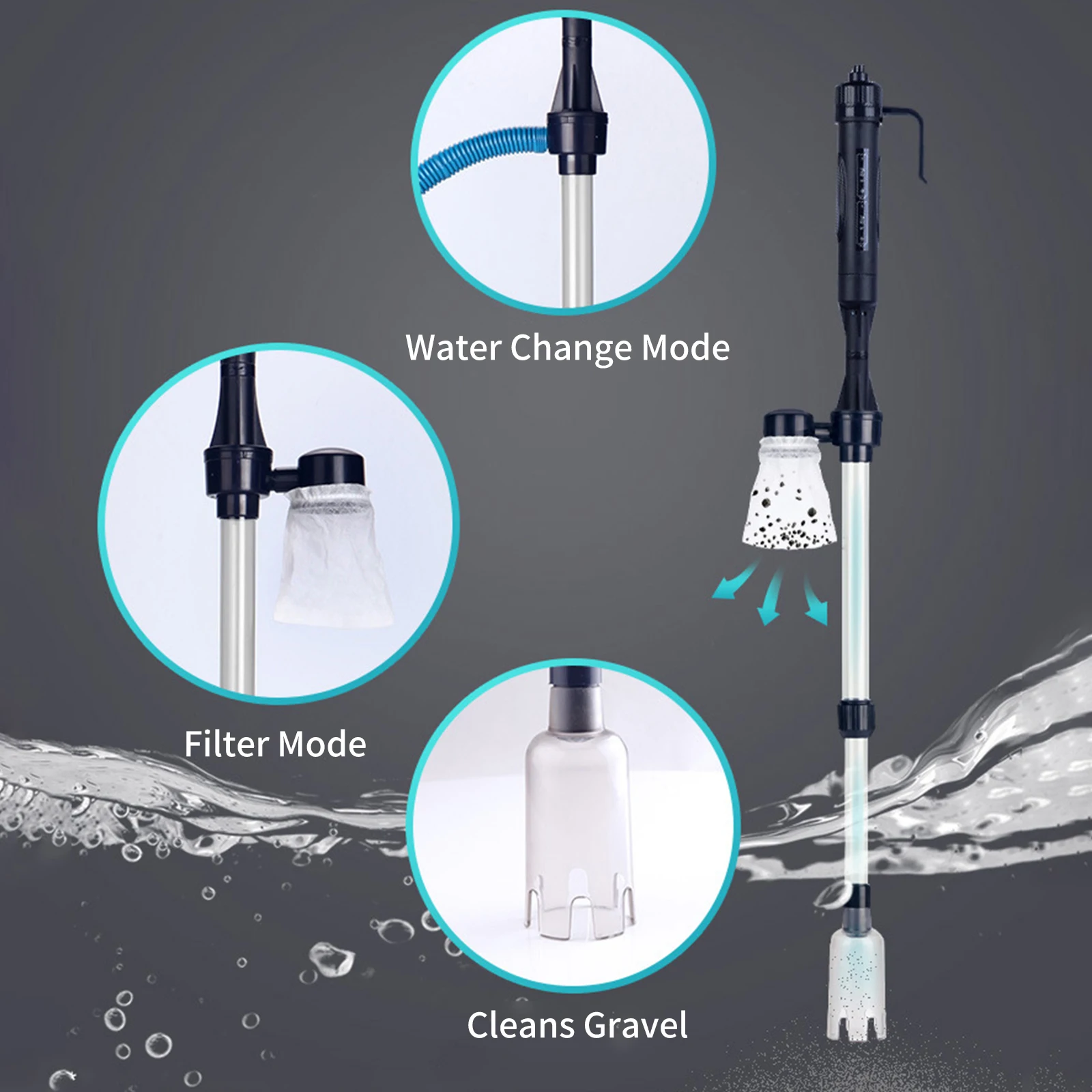 Electric Aquarium Gravel Cleaner Fish Tank Water Changer Vacuum Water Changer Cleaner Water Filter Sand Washer for Cleaning Fish