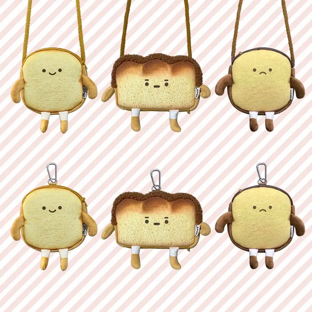 Cosmetic Bag Cute Coin Purse Card Bag Student Bag Cartoon Toast Coin Purse Bread keychain Bag Girl Shoulder Bag Flush Wallet