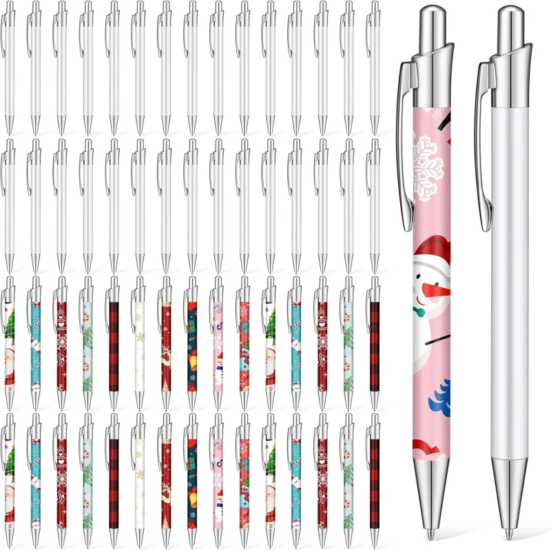 30 Pcs Sublimation Pens Blank Heat Transfer Pen Sublimation Ballpoint Pen with Shrink Wrap White Aluminum Customized Clip Pen