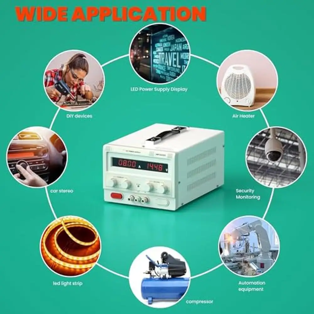 Adjustable Variable Power Supply 0-30V 0-20A Regulated Lab DC Bench Power LCD Display & Multiple Protections Portable Handle ATX