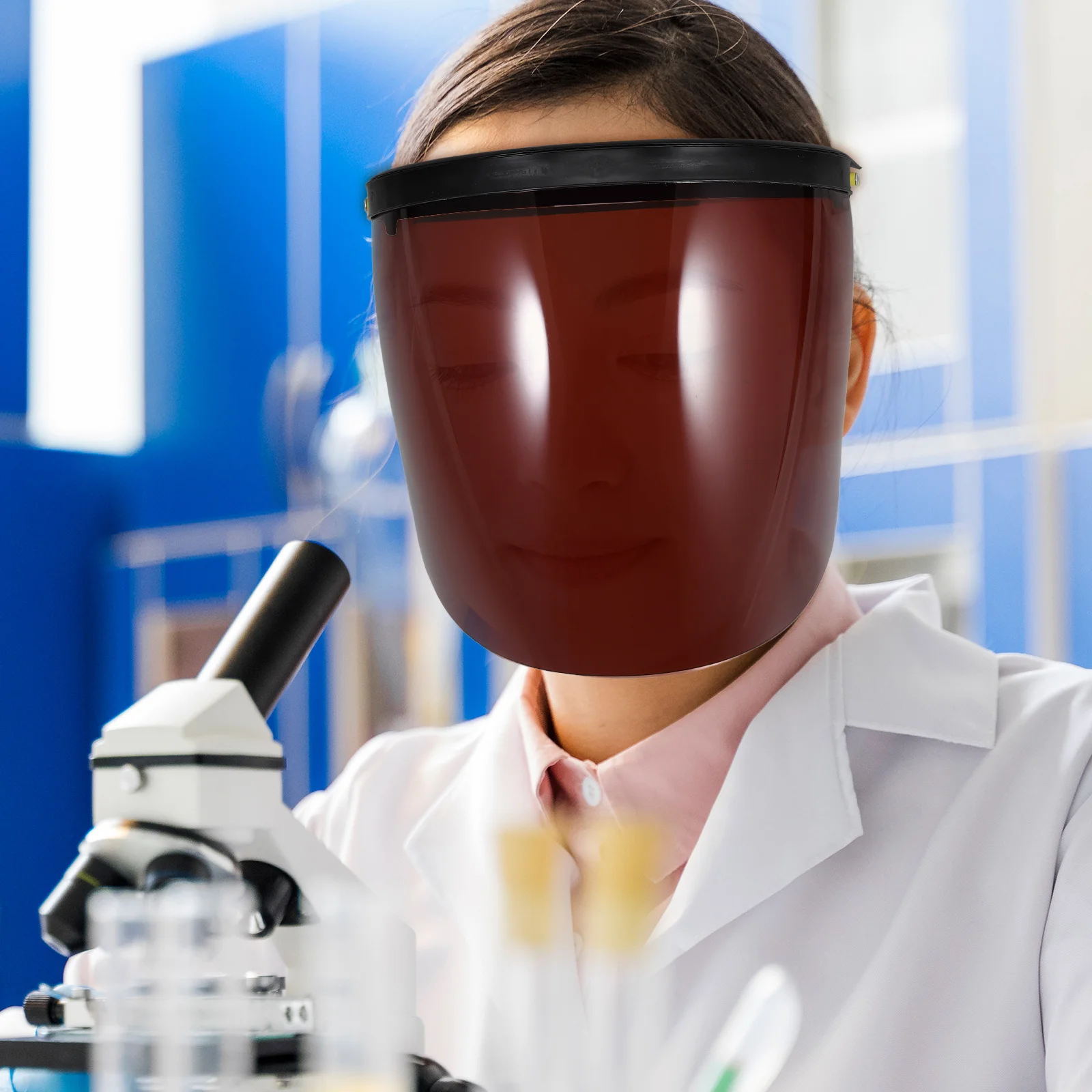 Escudo antisalpicaduras, cara completa marrón, resistente a impactos, a prueba de calor, protector de molienda de soldadura, máscara facial de seguridad reutilizable para