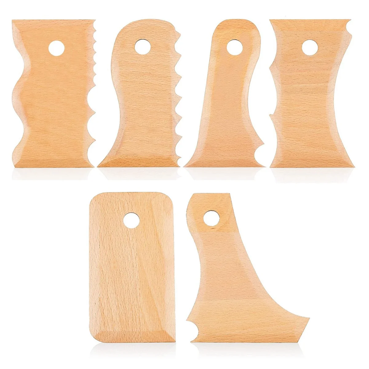 7 Pieces Pottery Trimming Tools Pottery Clay Foot Shaper Tools Texture Wooden Profile Rib Bundle Foot Shaper