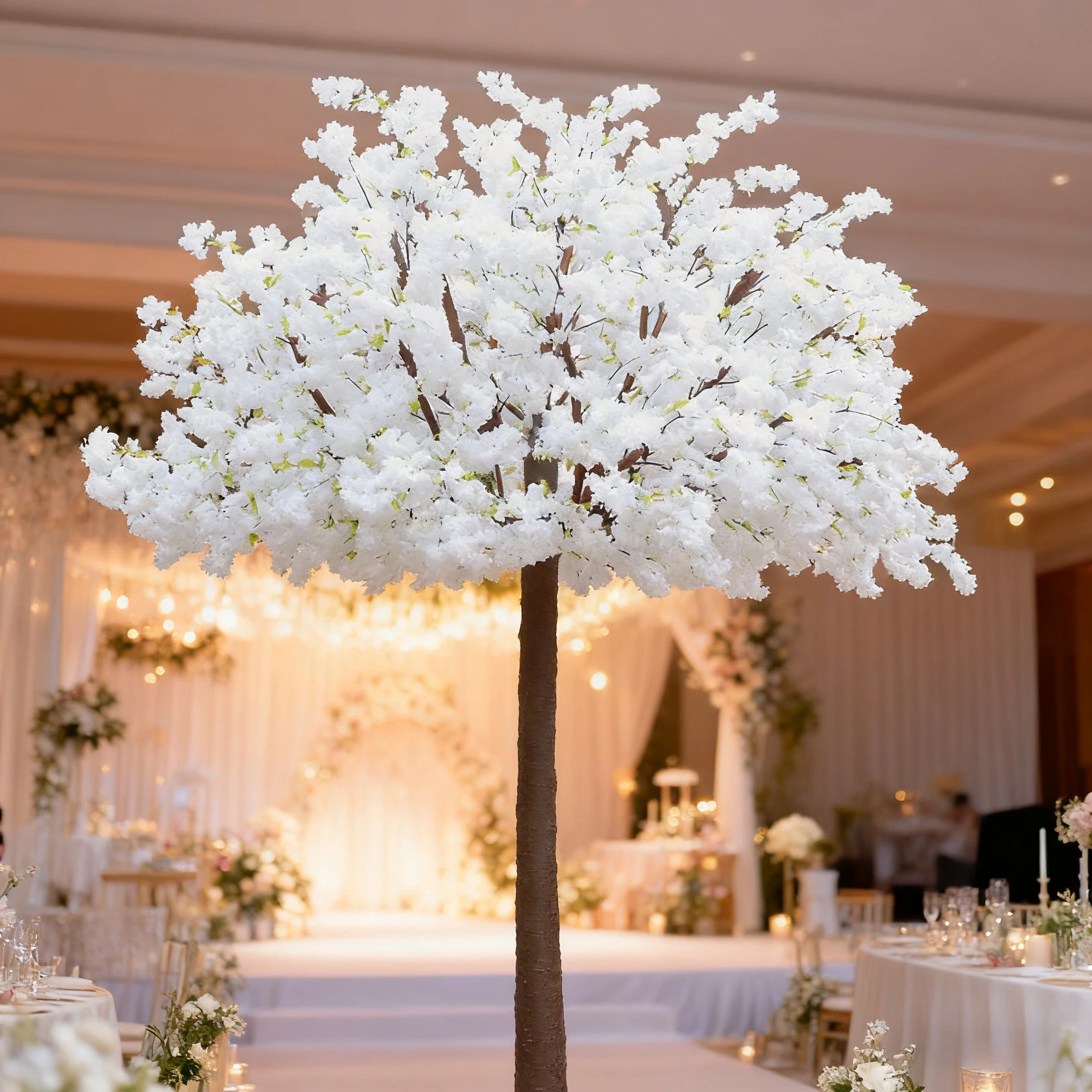 

White simulated cherry blossom tree wedding studio decoration wishing tree scenery flower tree plant customizable height
