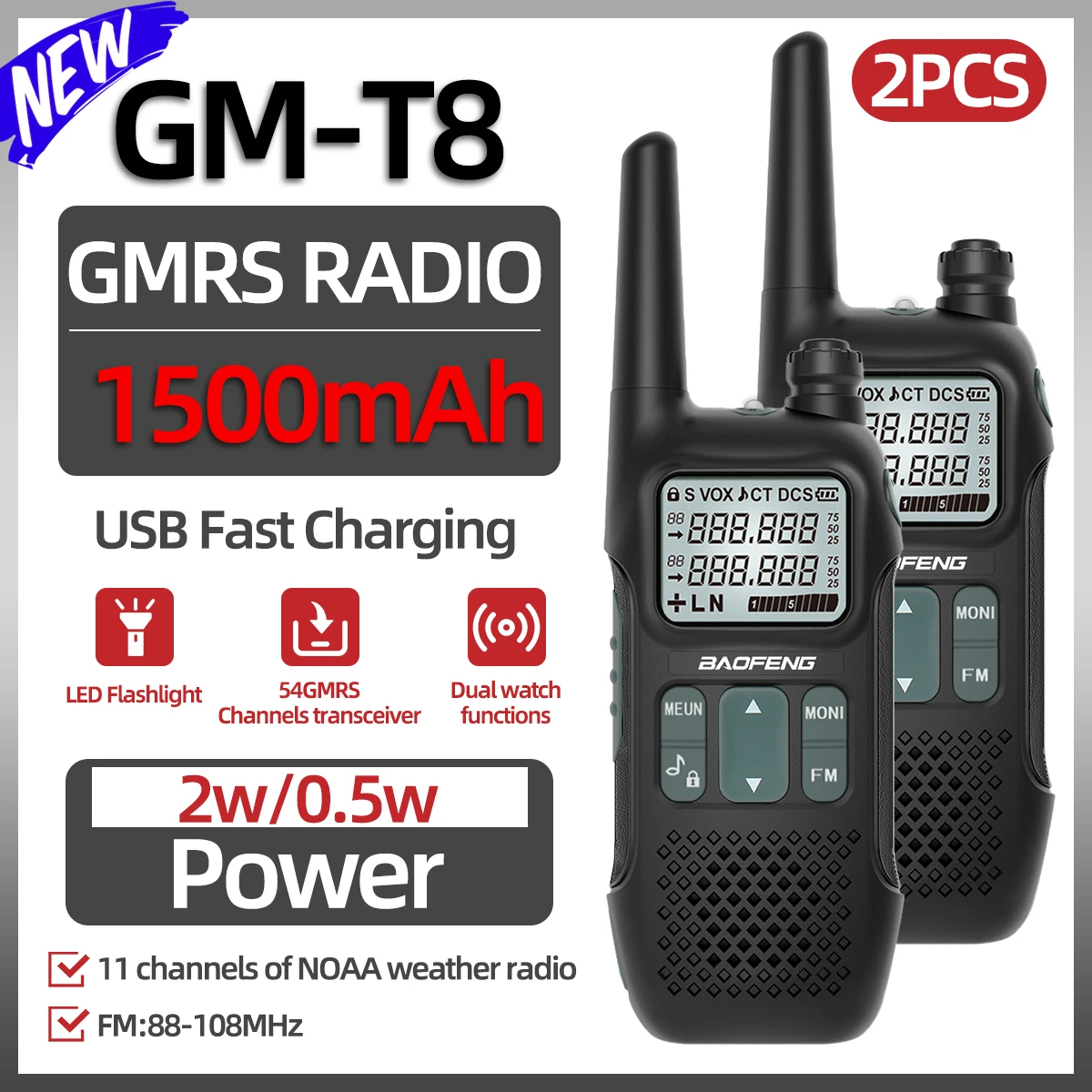 yZ[zBaoFeng GM-T8 gV[o[ GMRS WI NOAA [ddyLvƑpoWI USB