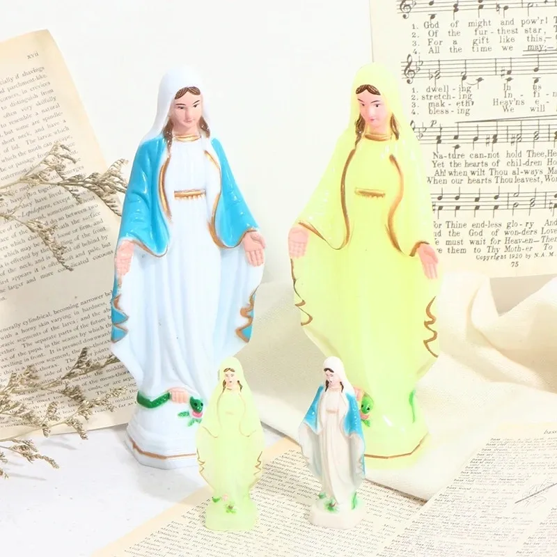 Small Catholic Mary Statue Madonna Handmade Virgin Mary Statue Jesus Desktop Home Decorative Ornaments 6.5cm