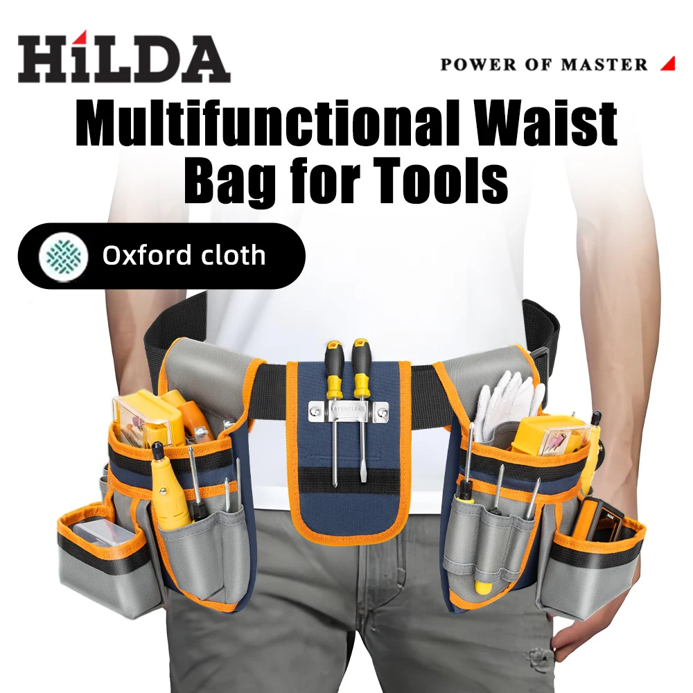 HILDA Multifunctional Adjustable Elastic Tool Storage Bag Wear-resistant and Waterproof Hardware Tool Waist Bag