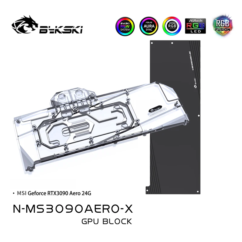 

Bykski N-MS3090AERO-X GPU Water Cooling Block With Backplane For MSI RTX 3090 Areo 24G, Graphics Card Liquid Cooler System