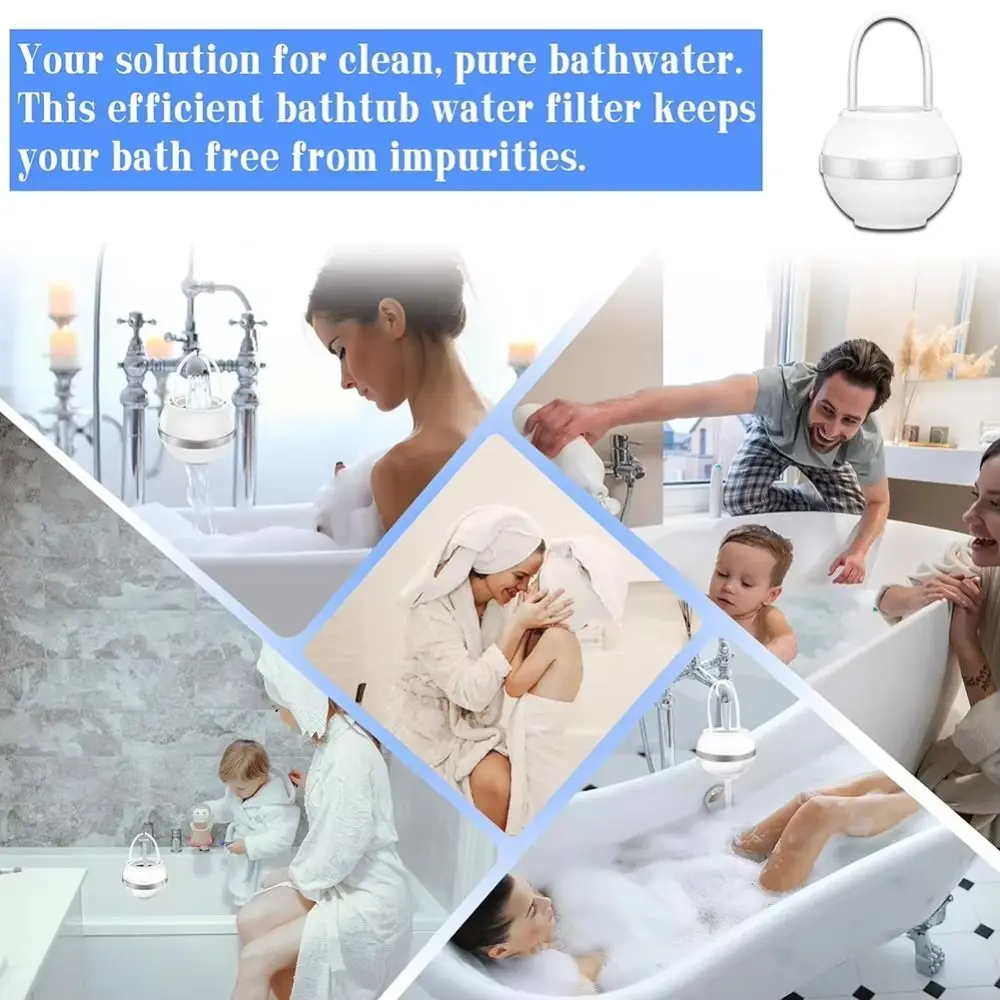 

BPA Free Bath Ball Filter High Water Flow Easy Installation Bathtub Water Filter Effective Filtration Durable Silicone Handle