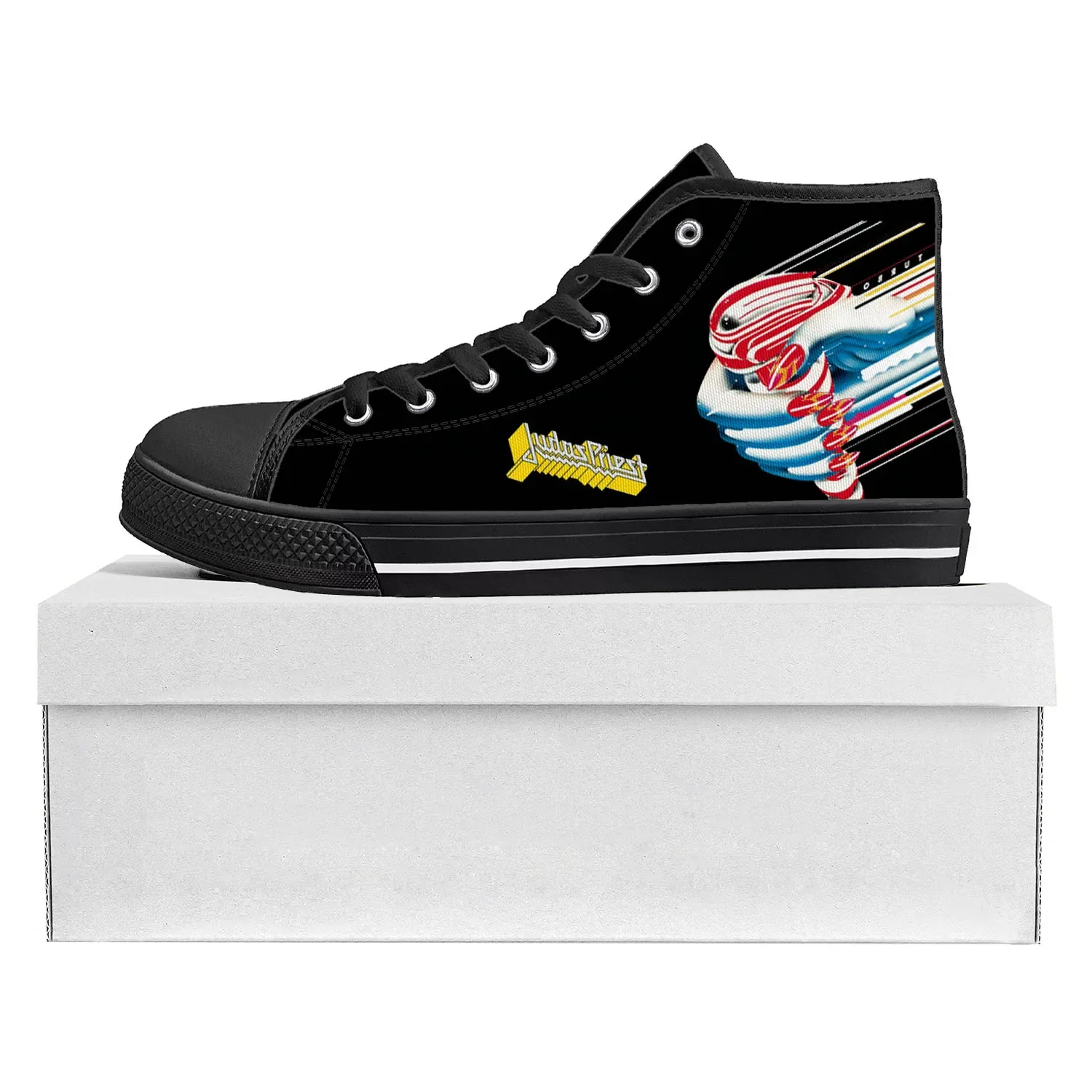 Judas Priest Heavy Metal Rock Band High Top Sneakers di alta qualità uomo donna adolescente tela Sneaker coppia scarpa scarpa personalizzata