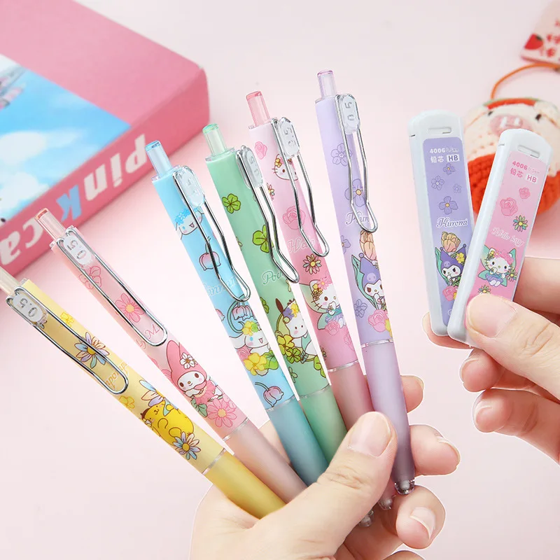 4/12/24pcs New Sanrio Activity Automatic Pencil Set 0.5mm High Appearance Smooth Office Supplies Student Gift Wholesale