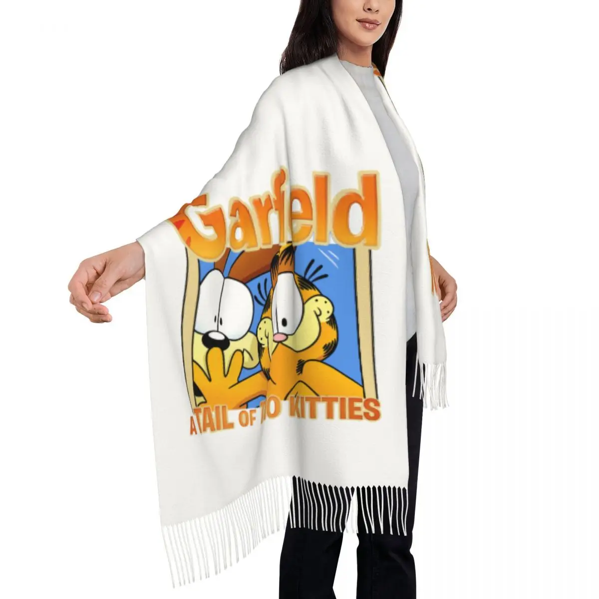 Personalized Print Fashion Garfields Scarf Women Men Winter Warm Scarves Funny Cat Shawl Wrap