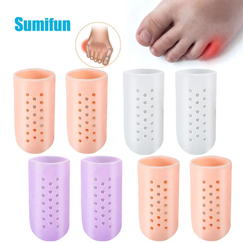 2pcs/1pair Toe Protector Thumb Care Silicone Soft Breathable Foot Corns Blisters Toe Cap Cover Finger Protection Foot Care Tool