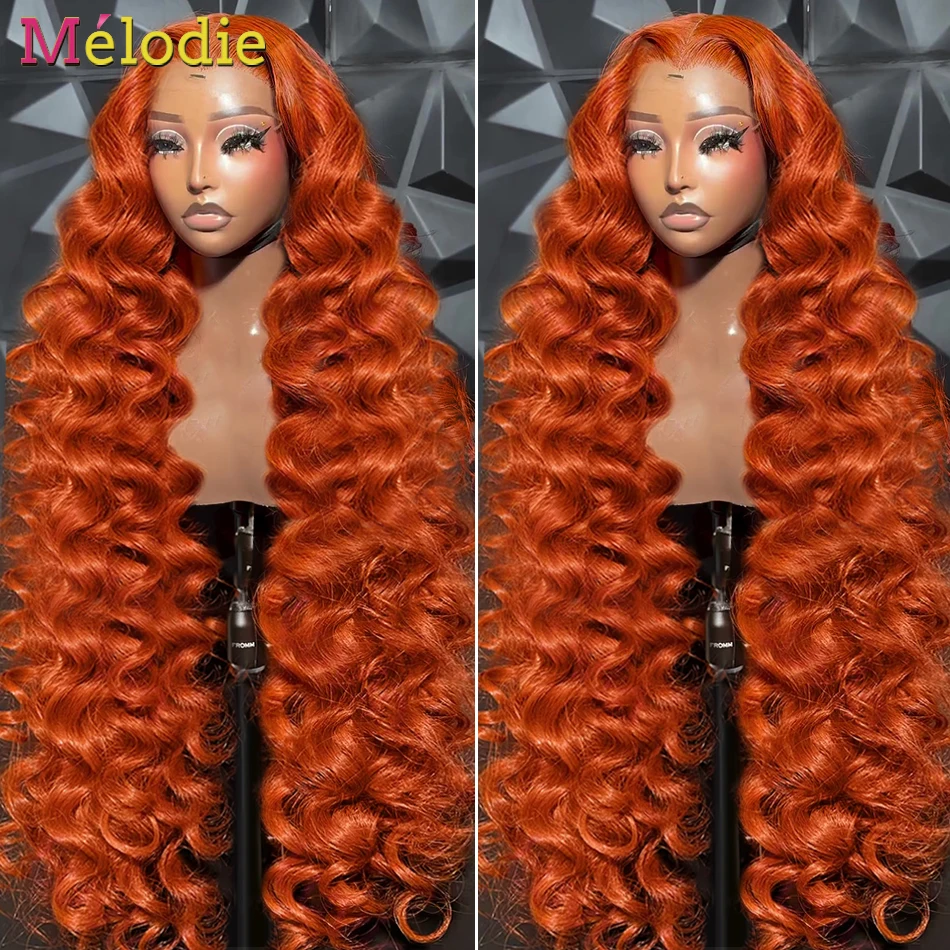 Ginger Orange 13x6 Lace Frontal 350 Colored Loose Wave Human Hair Wigs Pre-Plucked Hairline Hd 13x4 Lace Front Wigs For Women