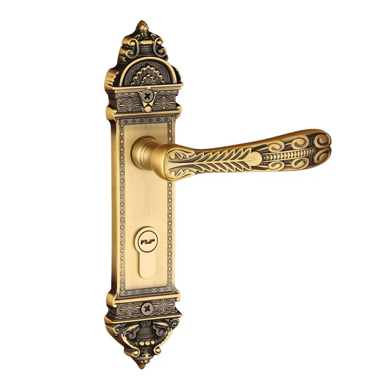 

280*50mm Luxury Brass Antique copper Top Quality Room lock Security anti-theft Bedroom lock Art design