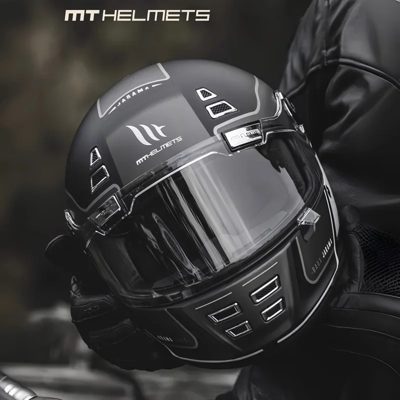 MT JARAMA Vintage Motorcycle Full Face Helmet Racing Helmets Can Be Installed Bluetooth Four Seasons Helmet ECE DOT Approved