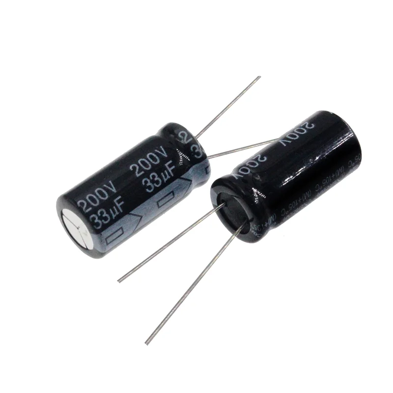 50 pces 33uf 200v 33mfd 200wv 10*16mm alumínio capacitor eletrolítico radial