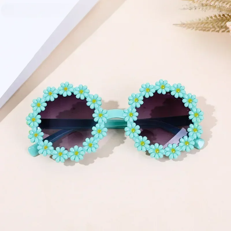 Girl Sunflower Round Flower Cute Ladies Fashion Sun Shade Glasses Children's Daisy Sunglasses Child Matching Sunglasses Очки