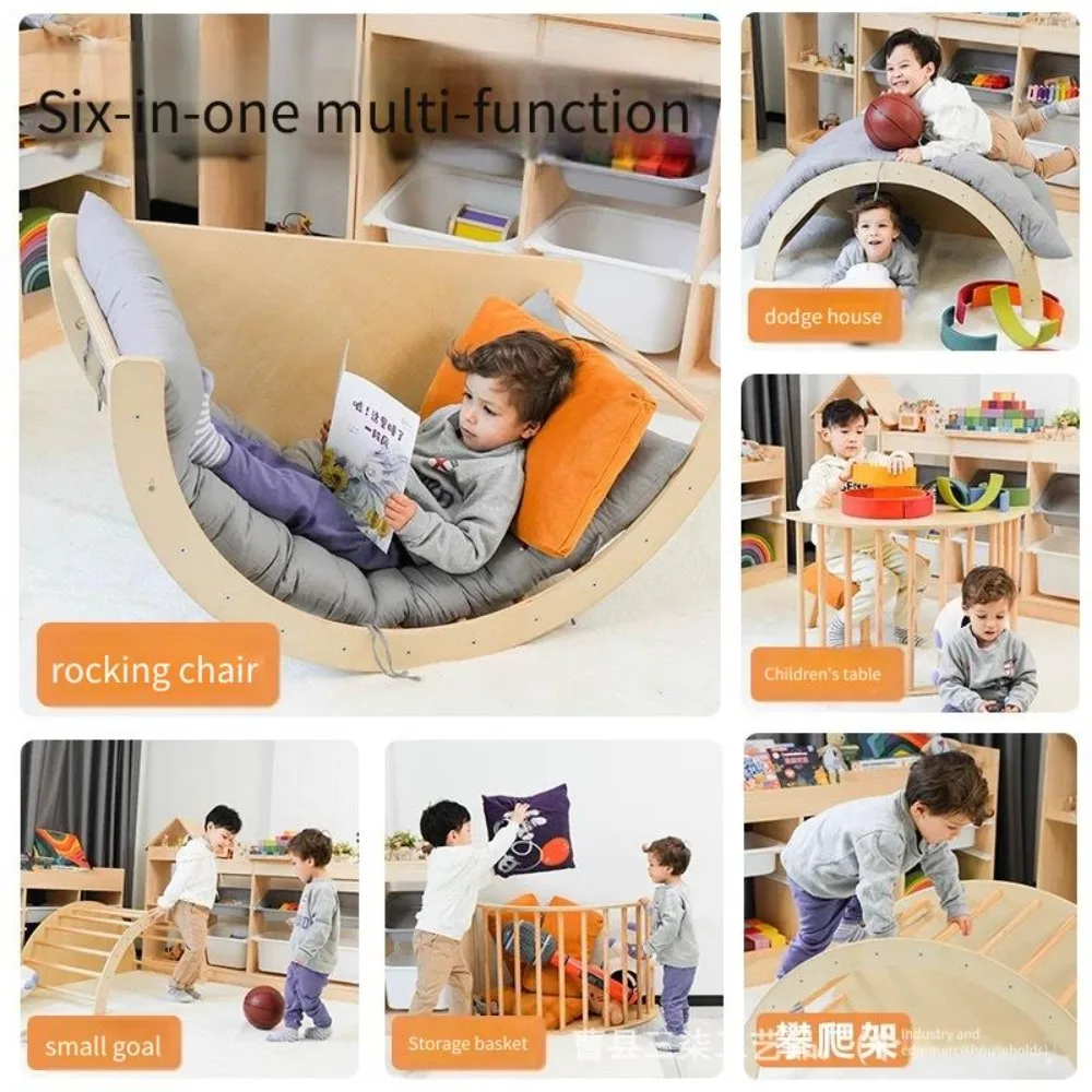 Climbing arch children's swinging multi-functional wooden climbing frame