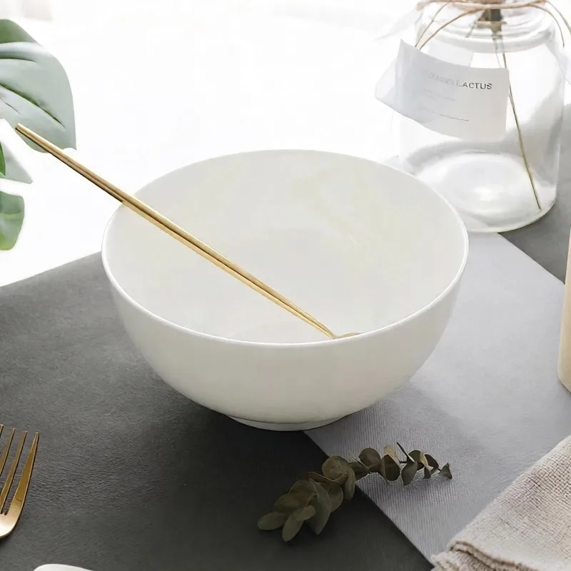 6 inch, plain white bone china bowl, chinese ceramic soup fruit bowl, for dinner and party serving, thermos food container