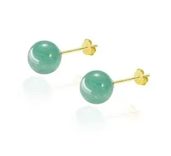 Nephrite Jade Bead Earrings Charms Stone Ear Studs Green Vintage Lucky Natural Gifts Chinese Energy Talismans Amulets