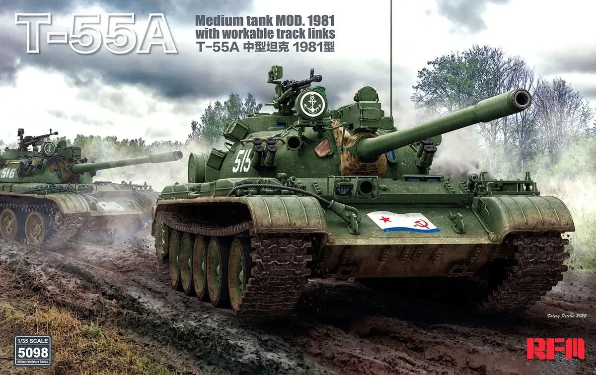 

RYEFIELD RFM RM-5098 1/35 T-55A Medium Tank Mod. 1981 With 3D Printed Part Model Kit