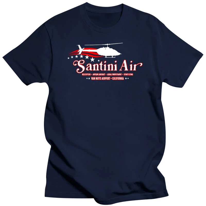 Santini Air Airwolf Inspired T-Shirt - Retro 80S Usa Helicopter Stunt Tv Tee Big Tall Tee Shirt