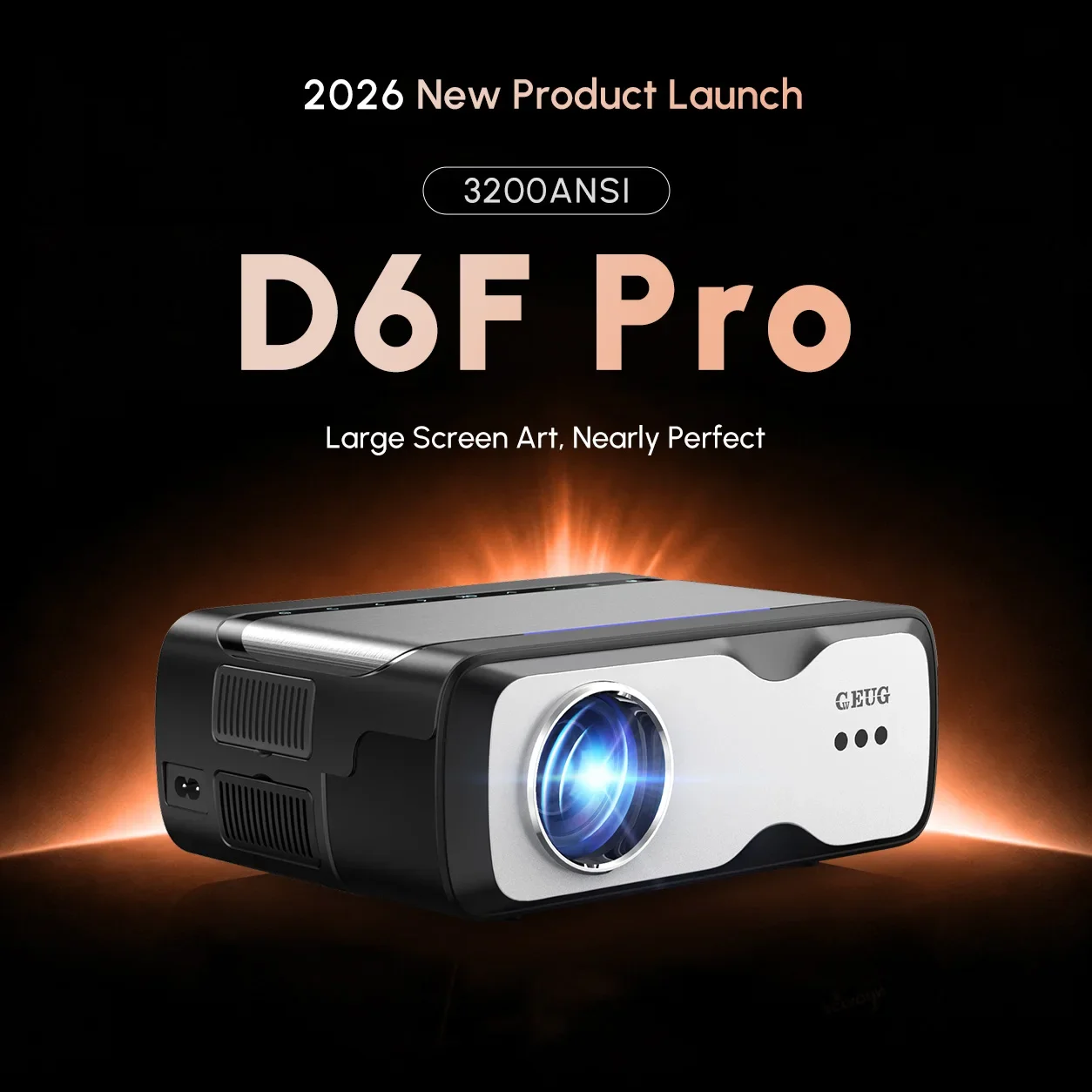 Proyector 4K 3200ANSI Certificado por Netflix, Resolución Nativa 1080P, Android 14, Enfoque Automático, Corrección Trapezoidal Automática, WiFi6, BT5.4, Cine en Casa para Exteriores, HDR10