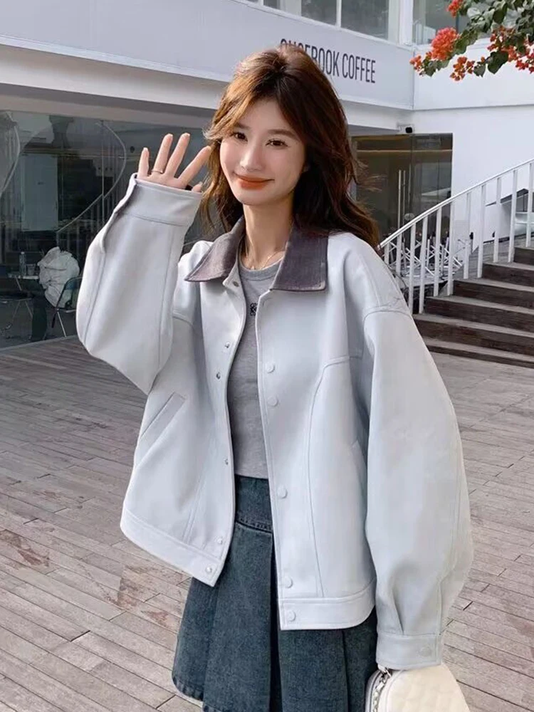 Jmprs Sweet Baseball Jacket Women Loose Preppy Style Long Sleeve Korean Coat Female Fall Winter Fashion Casual Pockets Tops New