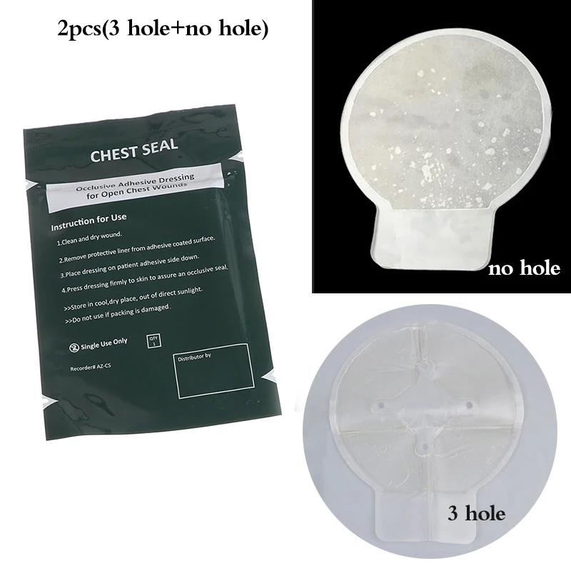 2PCS Medical Vent Chest Seal Occlusive Adhesive Dressing For Open Chest Wounds Survival Emergency Trauma Sticker First Aid Patch