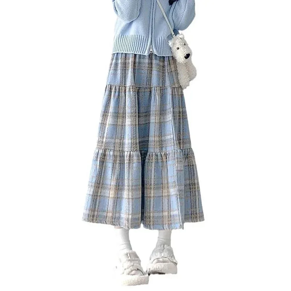 تنورة عالية الخصر عصرية يومية، تنورة منقوشة عالية الخصر، تنورة للنادي، ملابس يومية، نمط شبكي بخصر مطاطي