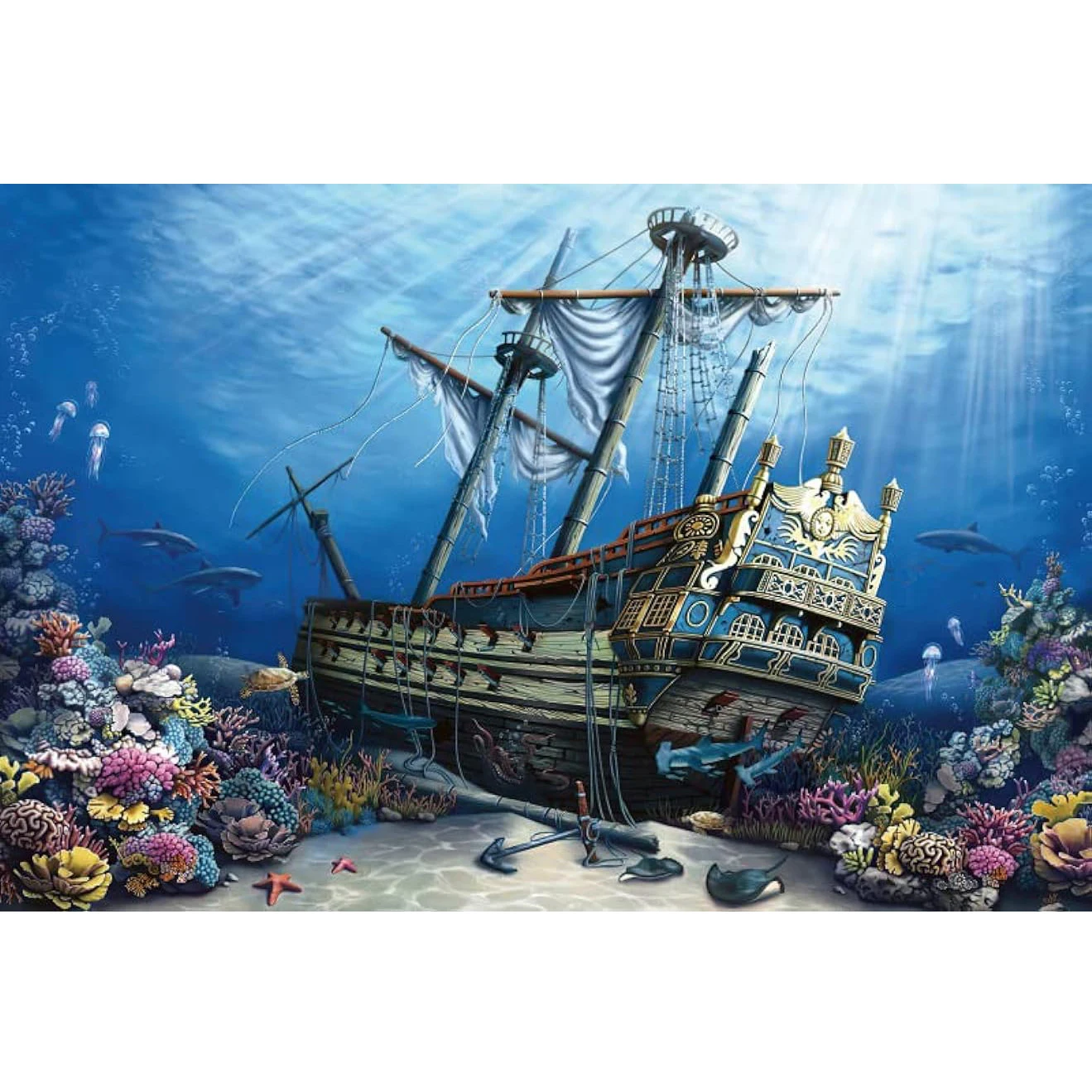 Underwater Sunken Ship Pirate Theme birthday party photo background photography backdrop banner studio