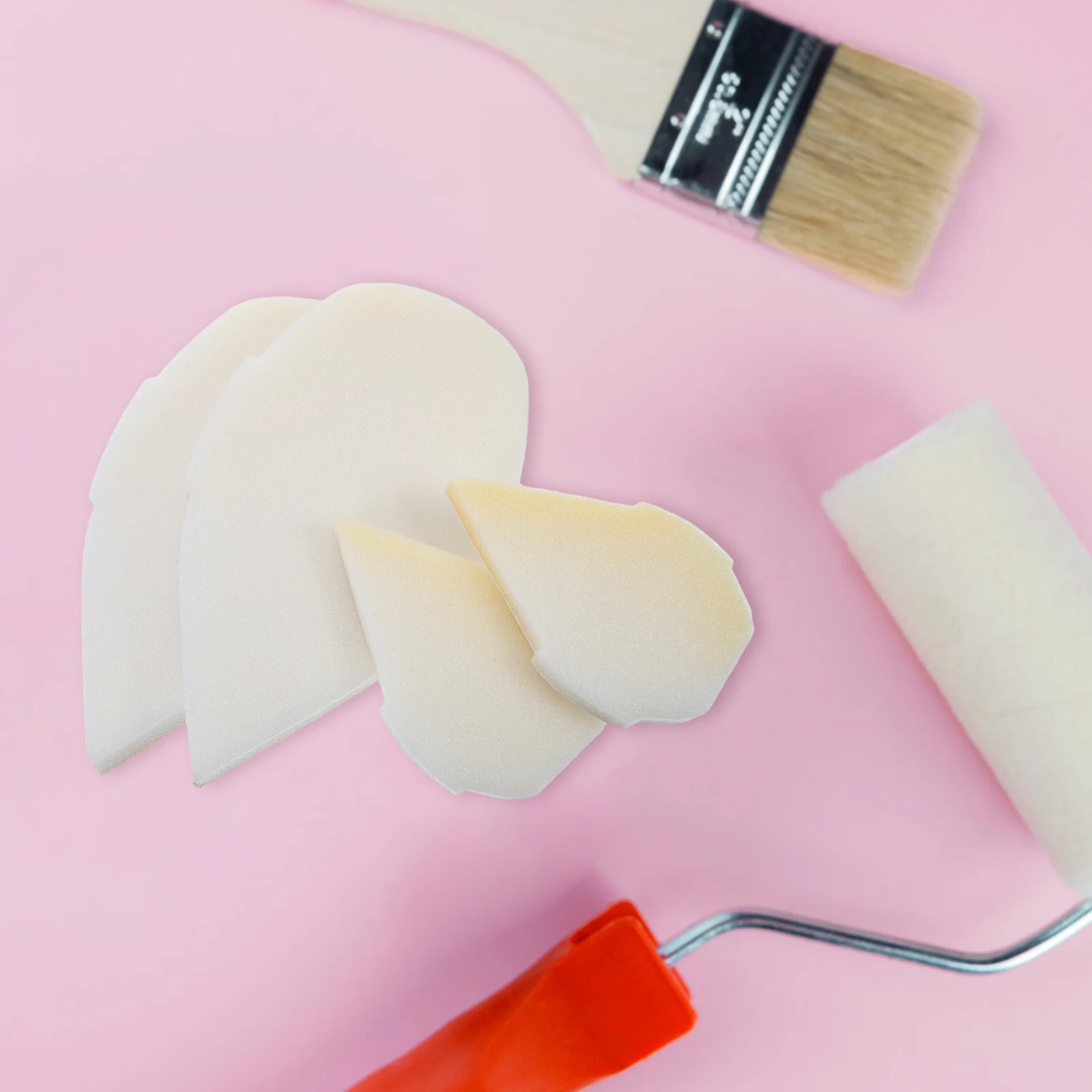 4Pcs Sponge Paint Brushes for Wall Painting Replaceable Washable Crafting Sponge Brushes Smooth Coverage Art Supplies Paint