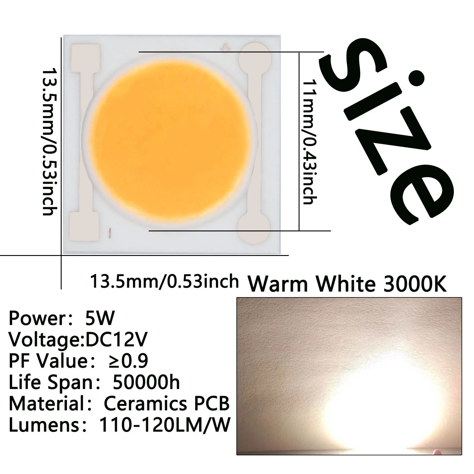 10 pcs High Brightness Ceramics PCB LED COB Chip 5W DC12V  Smart IC Light Lumens LED Chip Beads DIY For LED Spotlight Floodlight