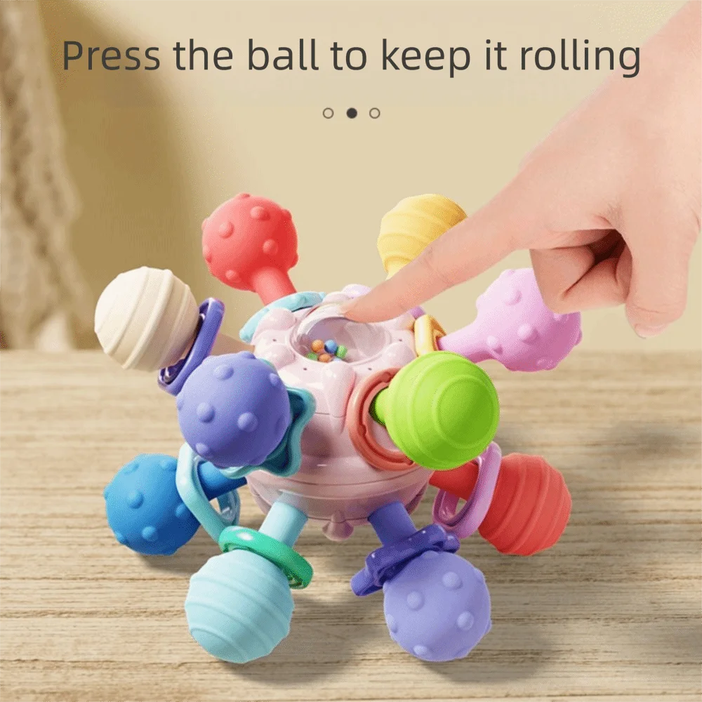 Hochets pour bébé de qualité alimentaire, jouets sans BPA colorés multi-sensoriels, jouets à mâcher sensoriels de sécurité durables pour bébés de 3 à 18 mois