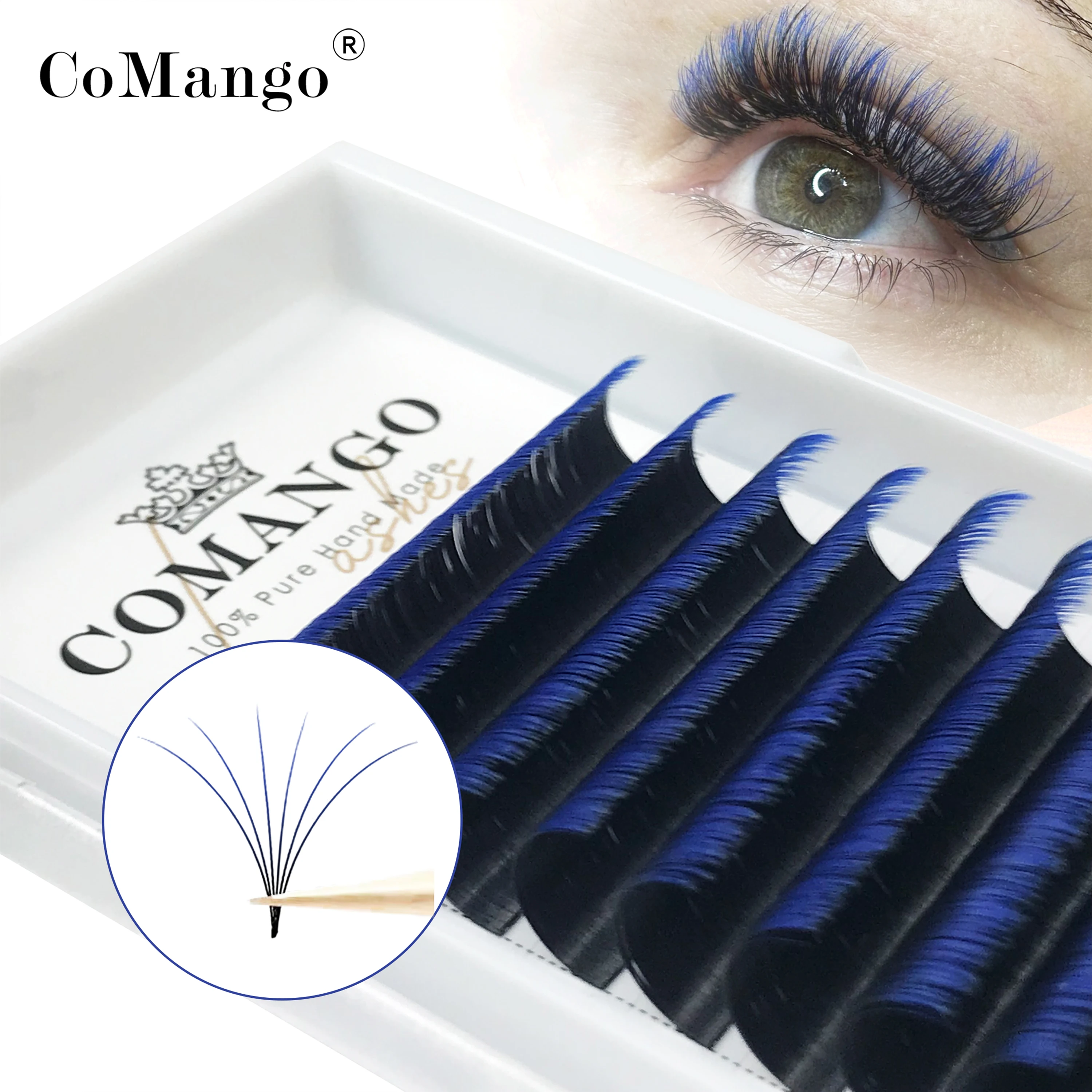 CoMango Easy Fanning Gradient Red Green Blue Purple Color Eyelash Extension Ombre False Eye Colored Lashes Narzędzie do makijażu