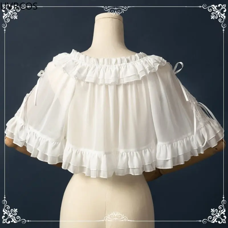 Imagem -03 - Cardigã de Chiffon com Bandagem para Mulheres Tampa Externa Solta Capa de Malha Fina Cabolsa de Lolita Doce Vintage Elegante Verão