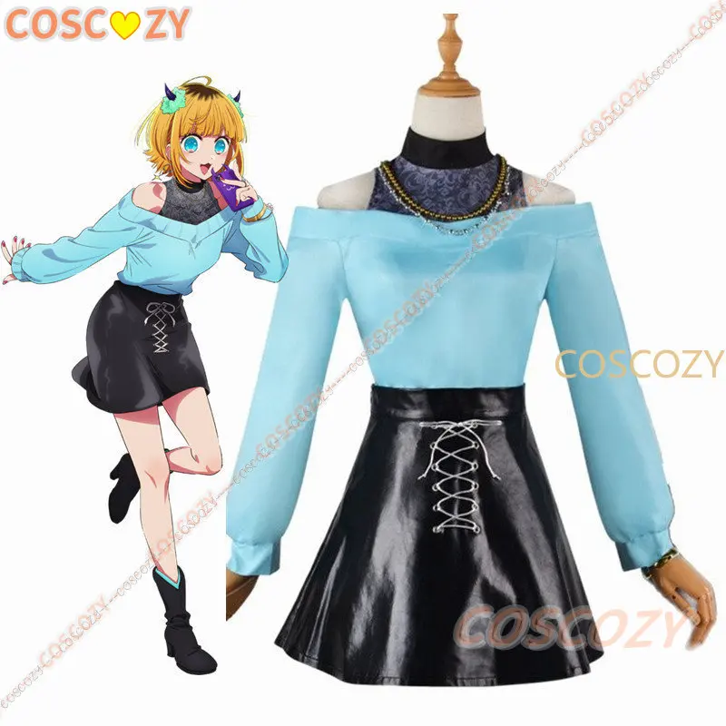 Disfraz de Cosplay de Anime Oshi No Ko Memu Cho para mujer, peluca, faldas, uniforme Memu Cho, collar de traje, trajes de Cosplay de la Asamblea de Halloween