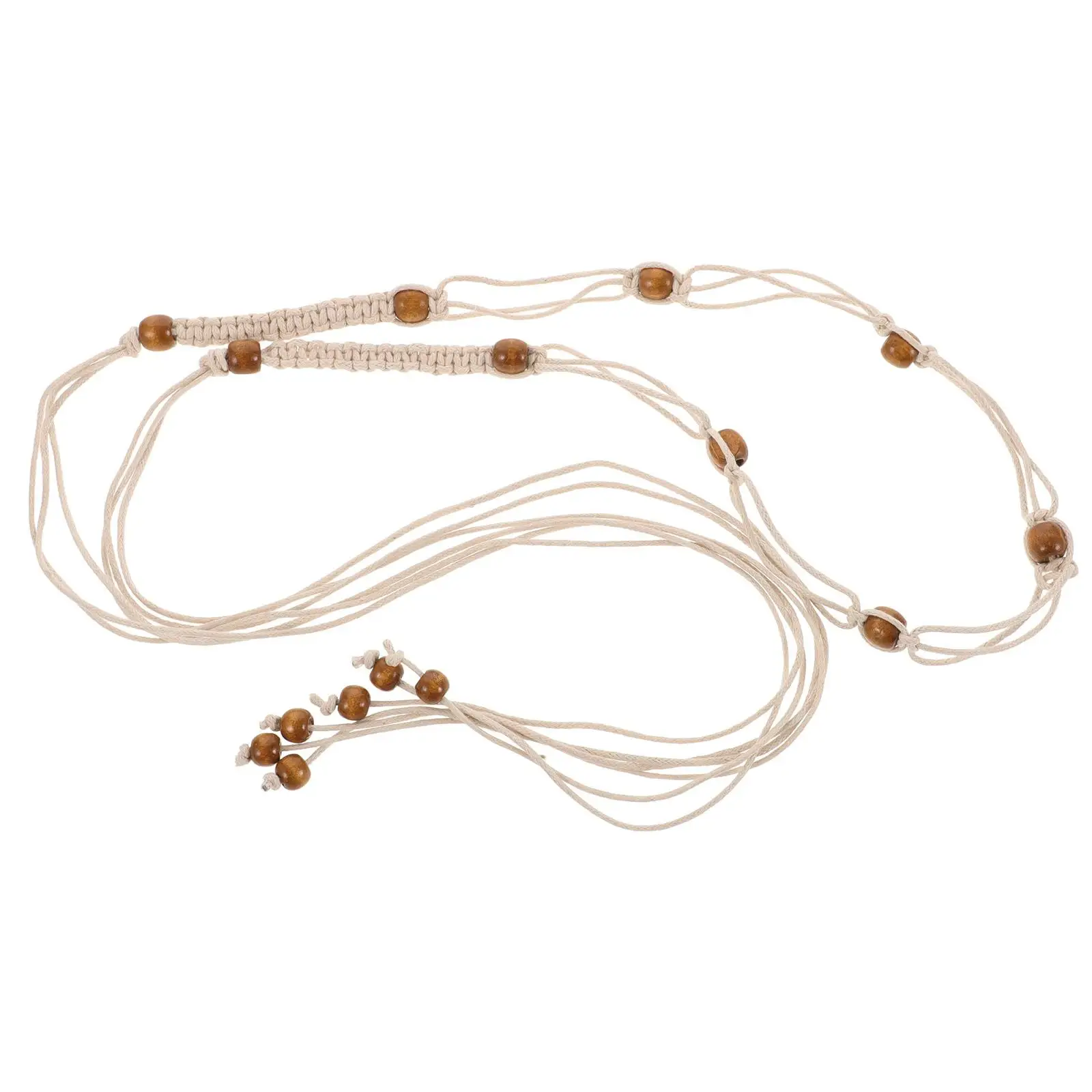 

Boho Braided Waist Belt Woven Beige Women Dress Belts Holiday Style Fashion Accessories Bohemian Chic Belt for for women