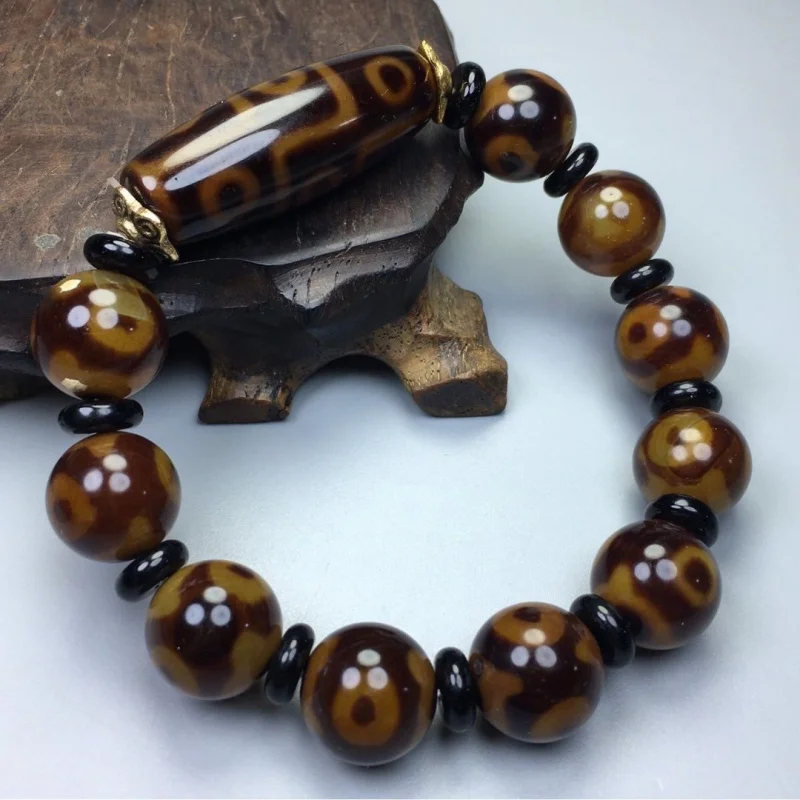 Tibetan Three-Nine-Eyed Bracelet Small Beads Diameter Approximately 14M Mm Large X40Mm