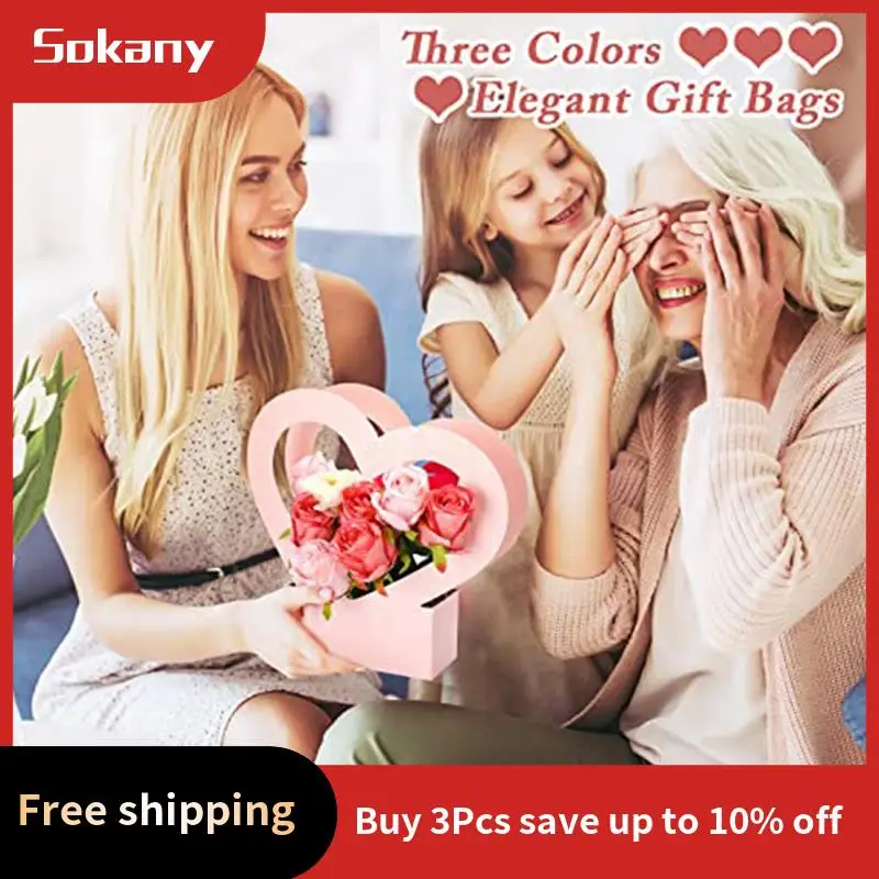 

A59E-30 Pcs Flower Box For Arrangement Kraft Paper Flower Box Bouquet Flower Gift Bags Black, White, Pink