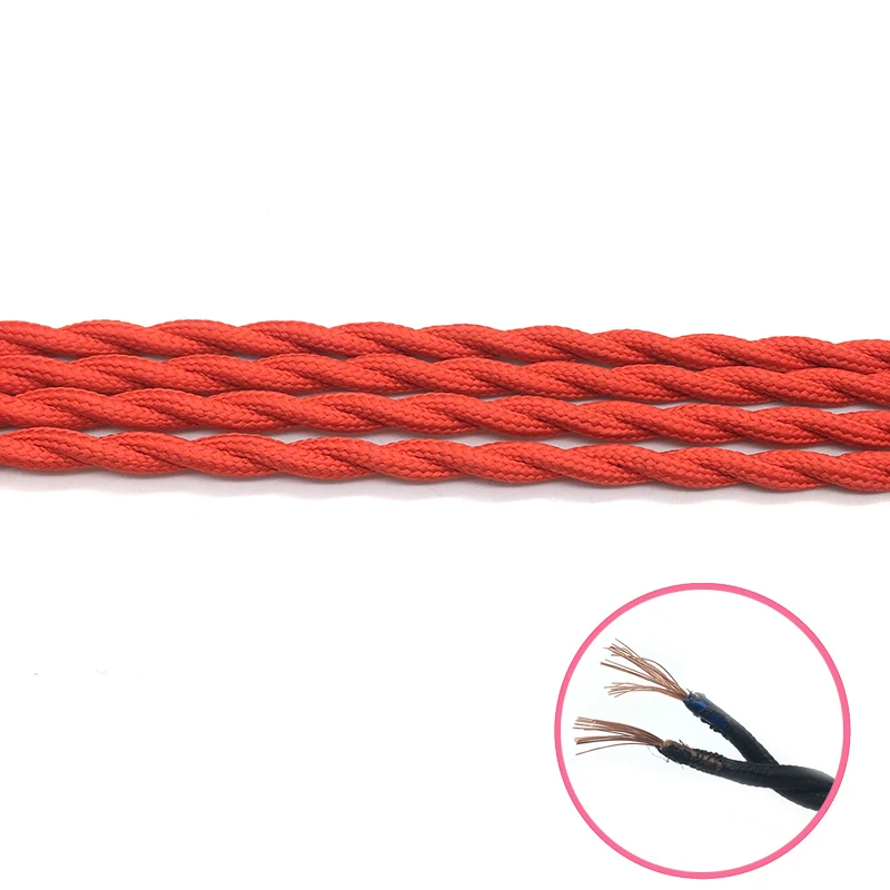 5M 10M Vintage Textile lamp Wire Edison Style Twisted Cable Decorative Fabric Electric Wire 2*0.75MM Pendant Light Lamp Wire