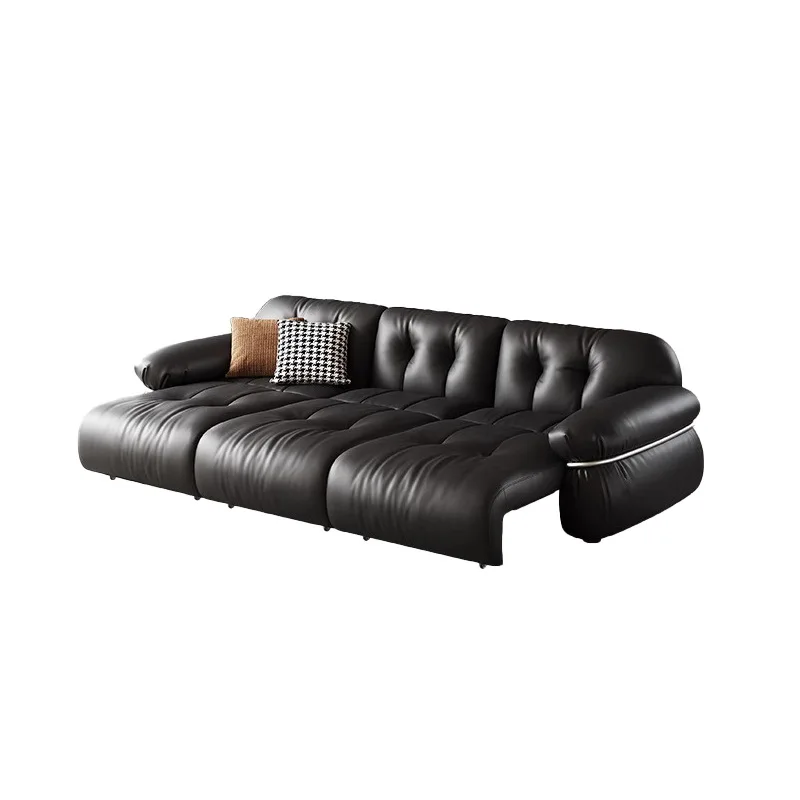 

Итальянский минималистичный электрический многофункциональный выдвижной диван из кожи в стиле ретро для гостиной, черный