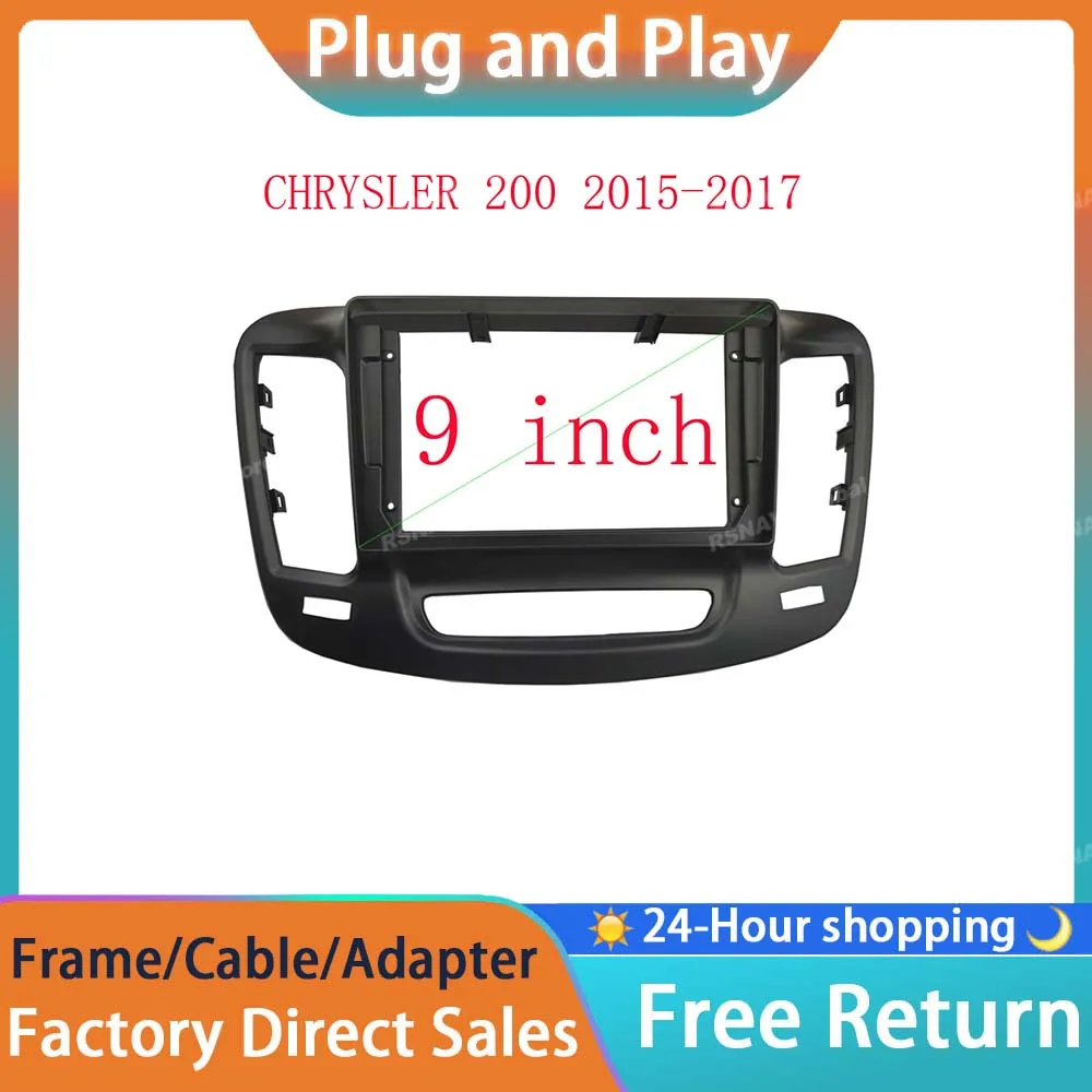 RSNAVI Double 2 Din Radio Fascia Frame for CHRYSLER 200 2015-2017 9 INCH GPS Navigation Bezel Dash Mount Trim Kit Audio Panel